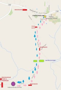 This map shows the “Hop for HOPS” 5K race route, which starts and ends on South Street.