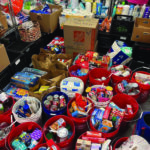 Buckets full of food were gathered to help fight against hunger. Courtesy photo by Plymouth Area Coalition